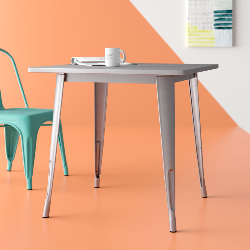 Feodora 31.5'' Square Metal Indoor-Outdoor Table, Silver