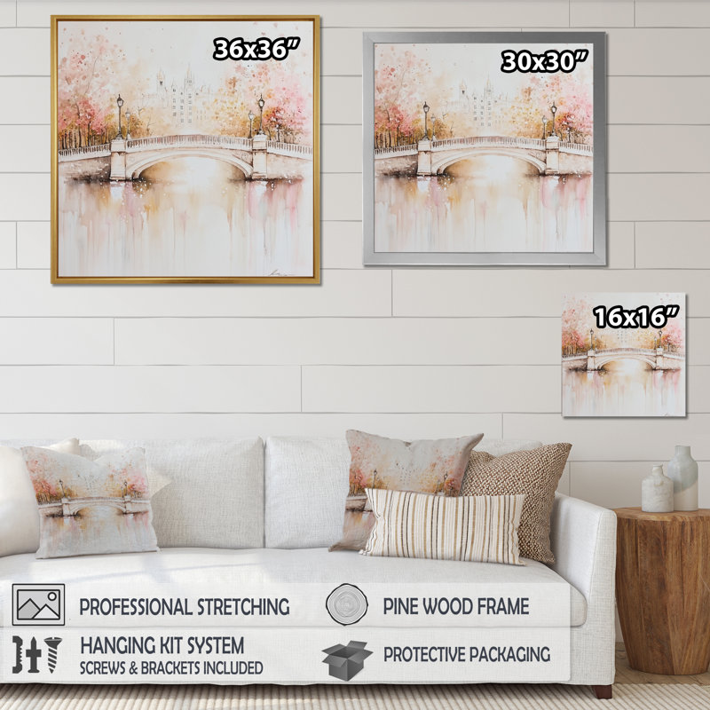 Pont Ha Penny à Dublin - impression d'art mural Dublin, H 16 po x l 16 po, Single Picture Framed Print without Mat, White