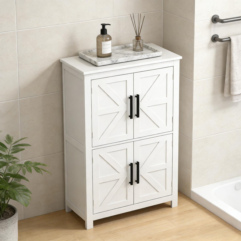 Armoire de cuisine, armoire de rangement autoportante, Blanc