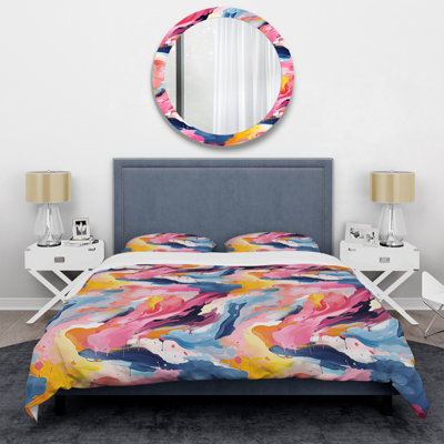 Colorful Paint Swirl Bliss IV - Ensemble de housse de couette abstrait