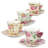  Porcelain Rose Chintz Espresso Cup and Saucer with Butterfly Handle Assorted (Set of 4)