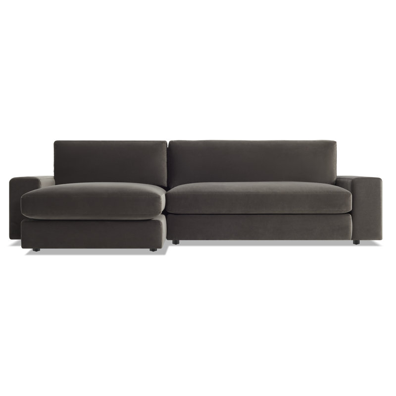 Esker Chaise Sectional, Left Hand Facing, Storm Velvet