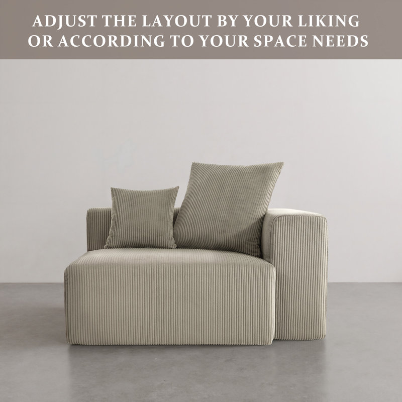 Chaise longue rembourrée en velours côtelé Osterhus, Brun