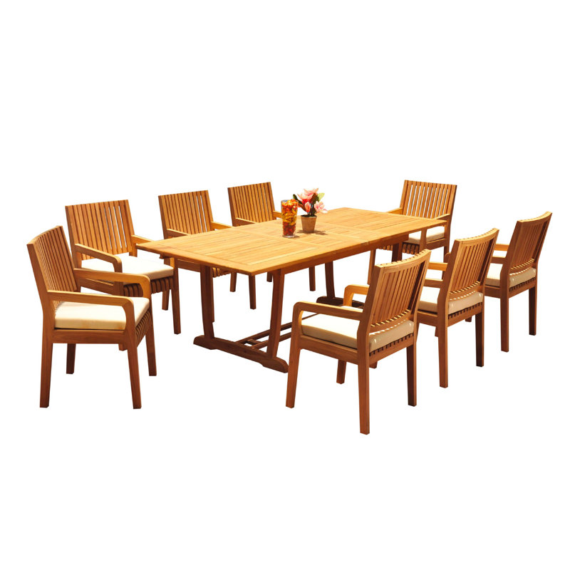 Mas Outdoor 9 - Piece Teak Dining Set, 6