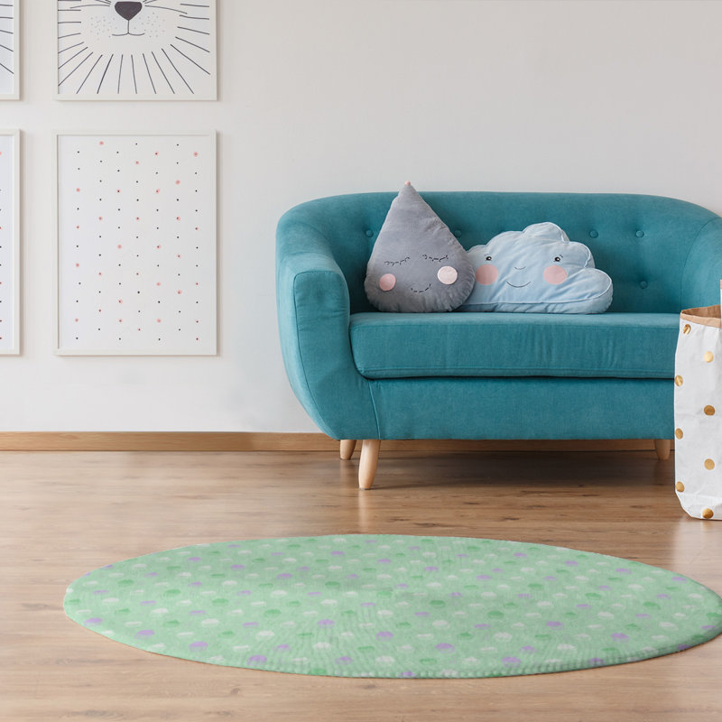 Tapis à rayures petits gâteaux green area, Rond 5 pi