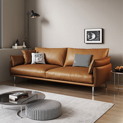 Orange Genuine Leather Standard Sofa cushion Loveseat