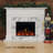  53-In. Electric Fireplace Mantel with Marble in White and Deep Log Insert with 5 Multicolor Flames