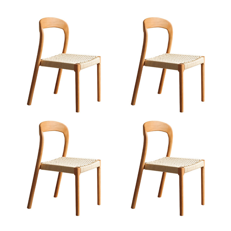 Durable Brown Rubber Wood Woven Rope Dining Chairs