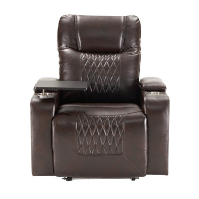 Power Motion Recliner With Usb Charging Port And Hidden Arm Storage 2 Convenient Cup Holders Design And 360° Swivel Tray Table,brown (old Sku: Sg00063 by Hokku Designs
