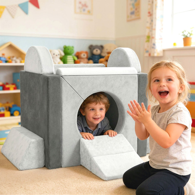 HOMCOM 130cm W Climbing Blocks, Grey