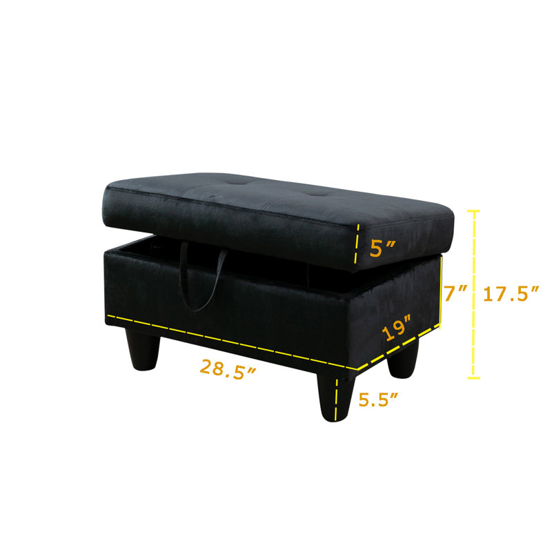 Upholstered Ottoman, Black