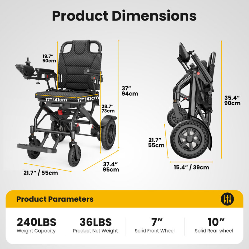 Lightweight Folding Powered Mobility Aid, Compact Portable Mobility Device for Adults