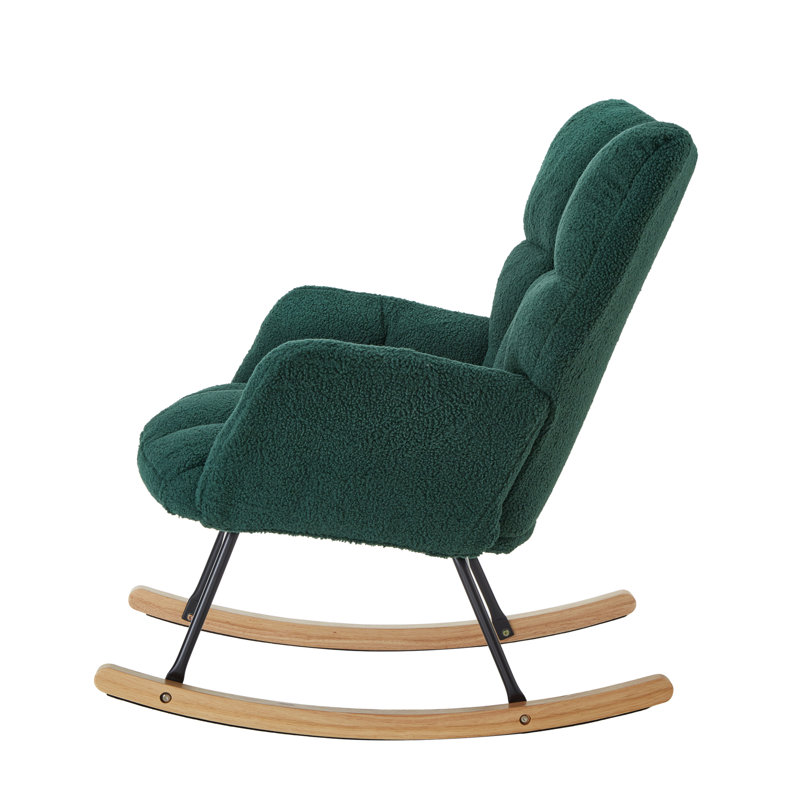 Fauteuil berçant et oscillant rembourré avec tissu, Vert, Vert