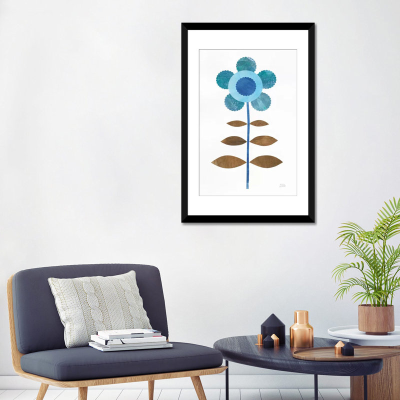 «Retro Blooms IV», impression sur toile, H 32 po x l 24 po x P 1 po, Papier beaux-arts encadré noir, Blanc