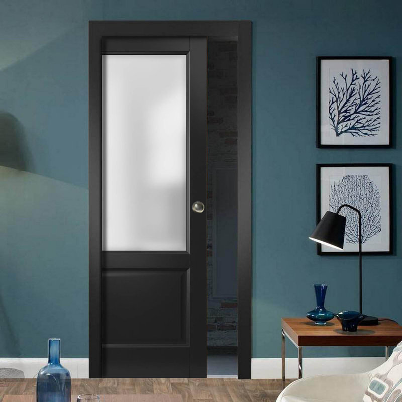Porte de placard Lucia, 30 po x 80 po, Noir mat