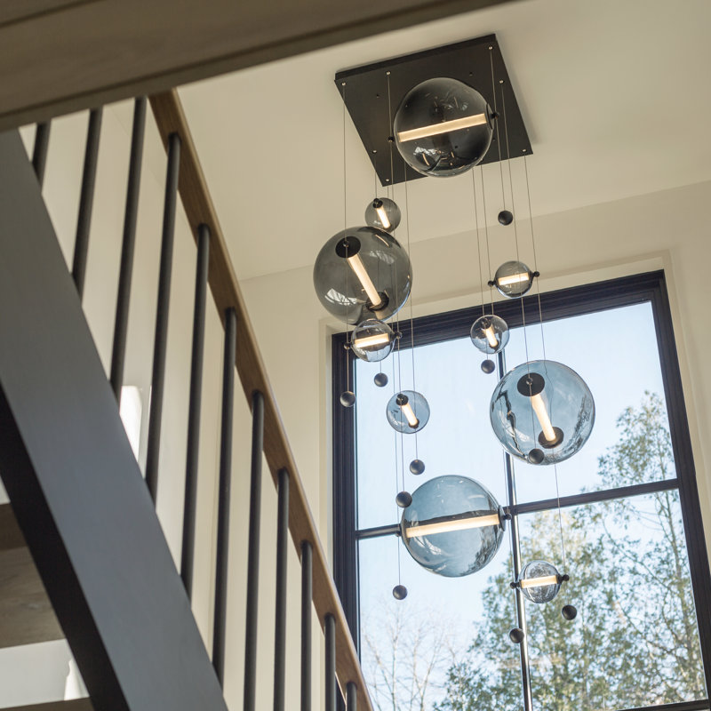 Abacus 10 - Light Cluster Globe LED Pendant, Oil Rubbed Bronze, Gray