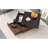 Multi-functional Square 360°Rotating Coffee Table with 2 Drawers, High Gloss 2-Tier Centre Table with Swivel Tabletop and Storage, Walnut Table Frame Side Table for Living Room, Black