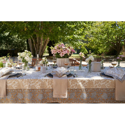 Peeples Tablecloth - Blue/Brown - 71" x 128"