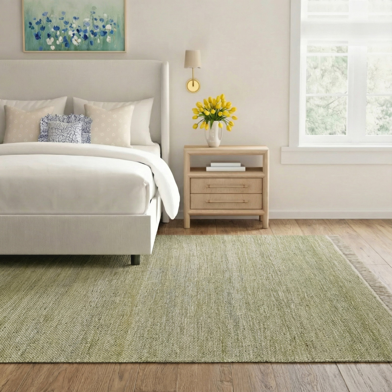 Cassandra Green Hand-Woven Outdoor Rug, Rectangle 9' x 12'