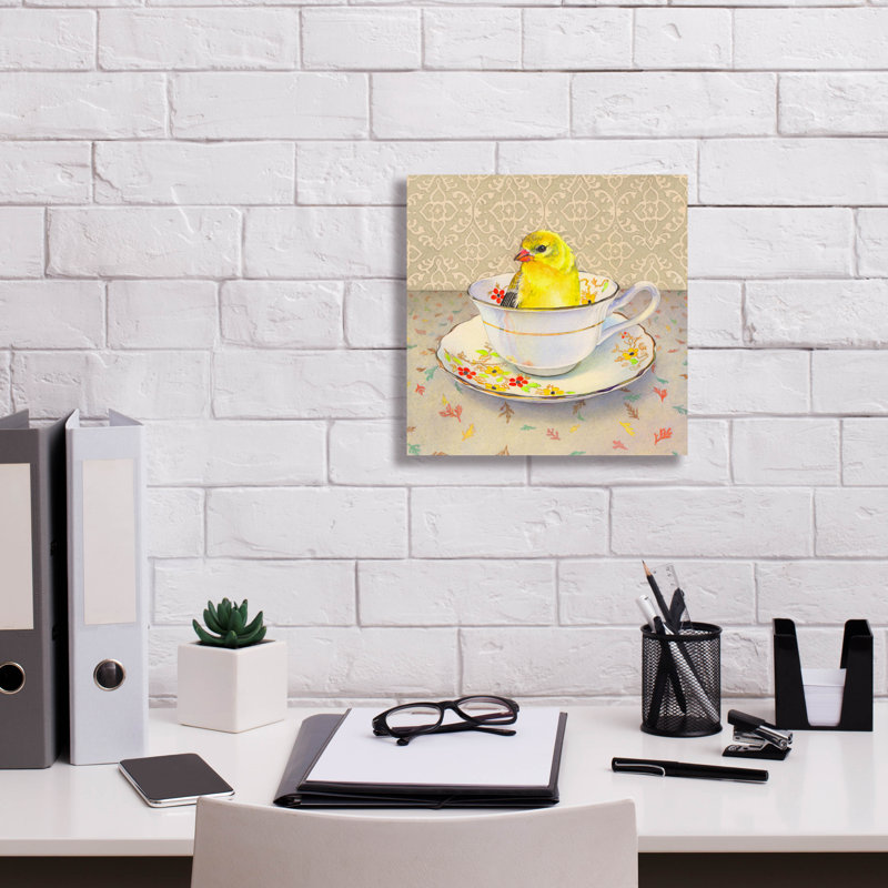  «Finch In A Cup» par Marvindale, art mural sur toile, 12 po x 12 po, H 12 po x l 12 po