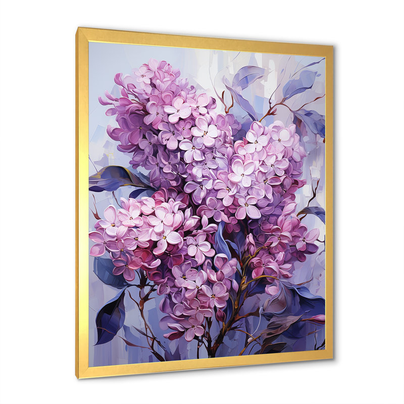 Lilas, minimalisme, rêve III, sur toile, Cadre doré simple, H 32 po x l 16 po x P 1 po