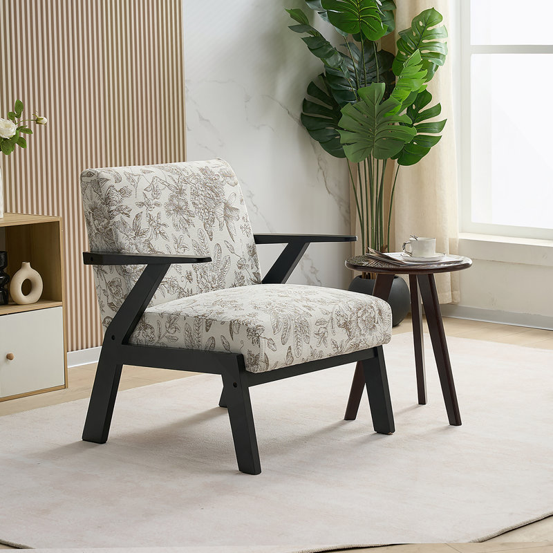 Fauteuil Mid-Century moderne avec tissu brodé élégant et design ergonomique pour le salon et le bureau