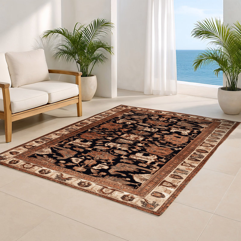 Persian Brown Indoor and Outdoor Area Rug, Rectangle 2' x 3'
