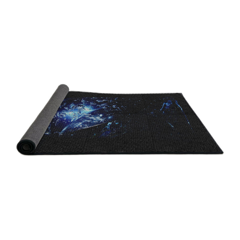 Tapis de zone noire à motifs, Rond 5 pi