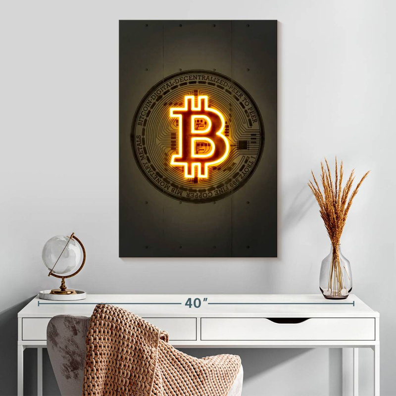 Neon Bitcoin, H 30 po x l 20 po