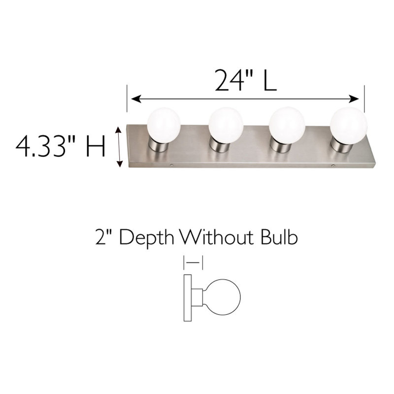 Barre d'éclairage de salle de bain Darrik, 4, Nickel satiné