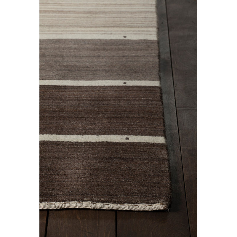 Elantra Patterned Knotted Wool Brown/Gray Area Rug, 5' x 7'6"