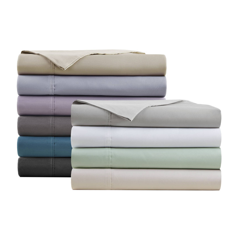 600 Thread Count Black Cotton Blend Cooling Treatment 4-Piece Full Sheet Set, Full, Black