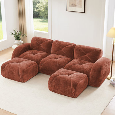 Rouge rouge brun en forme de U sans os avec éponge 32d, coussins, combinaison flexible et mobile pour la rencontre de 3 mousses, oreillers, sièges modulaires