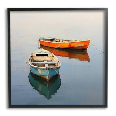 Ba-053 - Bateaux orange et bleus encadrés