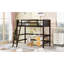 Lit mezzanine simple en bois massif avec échelle-465505928