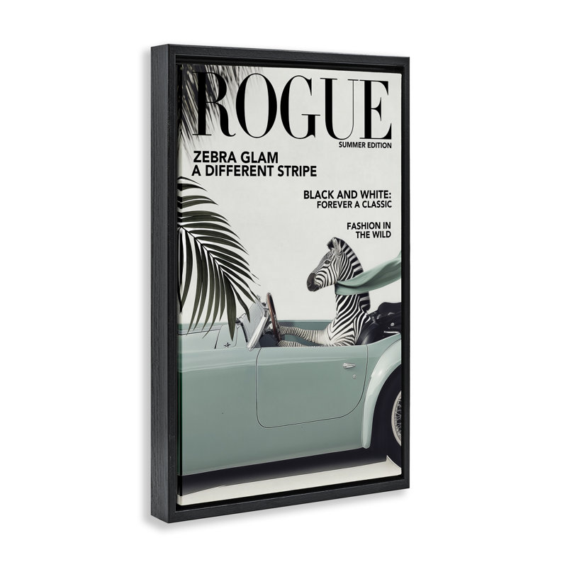 "Rogue Zebra", art mural encadré flottant par Annabelle Hall, Cadre flottant noir de jais, 25" H x 17" W