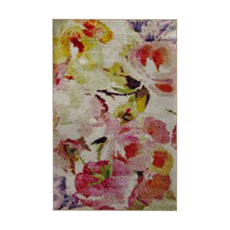 Tapis multicolore à motif floral pastel, Tapis de couloir 3 pi 3 po x 9 pi 10 po