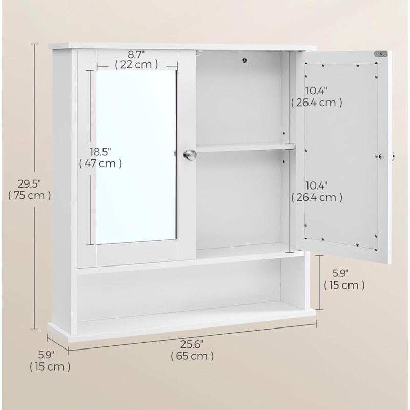 65mm W 75mm H Medicine Cabinet Mirror