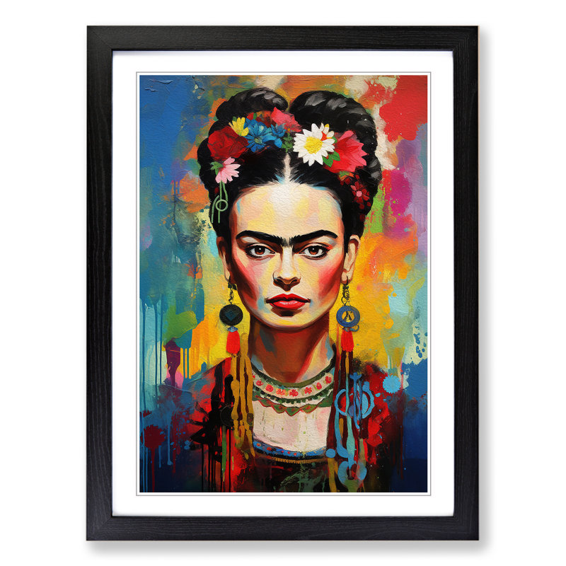 Frida Kahlo Abstract - Framed Print, 46cm H x 34cm W, Black Framed