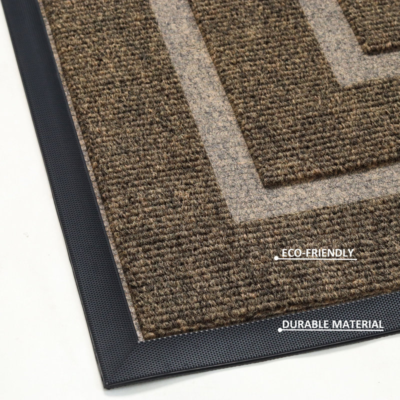 Clarance Non-Slip Geometric Doormat, Khaki, 24" W x 35" L