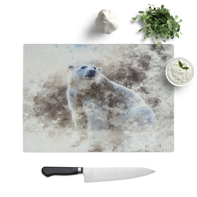 Tempered Glass Polar Bear Chopping Board