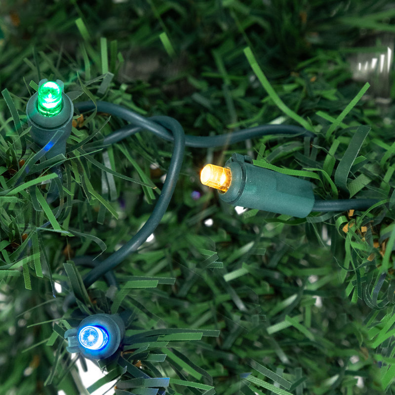 3' Green Pre-Lit Pine Artificial Christmas Tree with Multicolor LED Lights