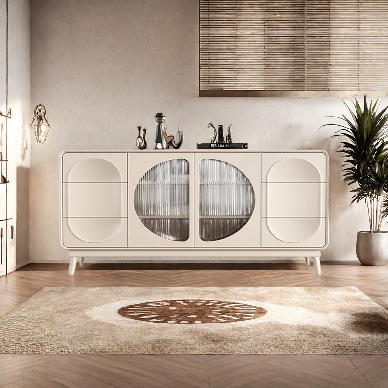 Armoire de rangement crème, H 33,46 po x l 70,87 po x P 15,75 po