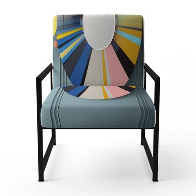 Fauteuil d'appoint à motif géométrique abstrait rembourré Croker