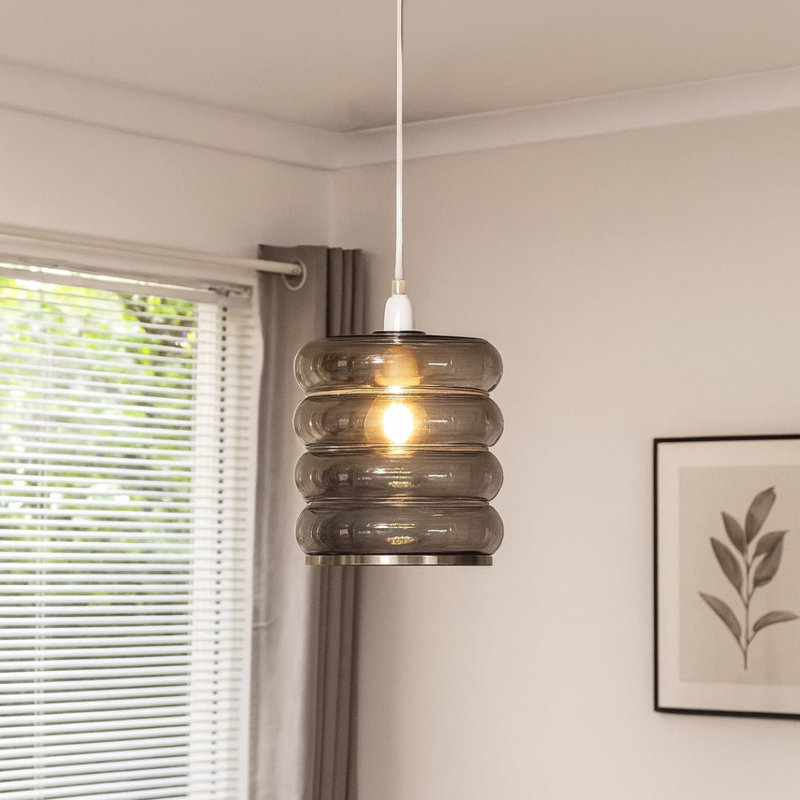 22cm H Acrylic Round Pendant Shade ( Screw On ) in Black