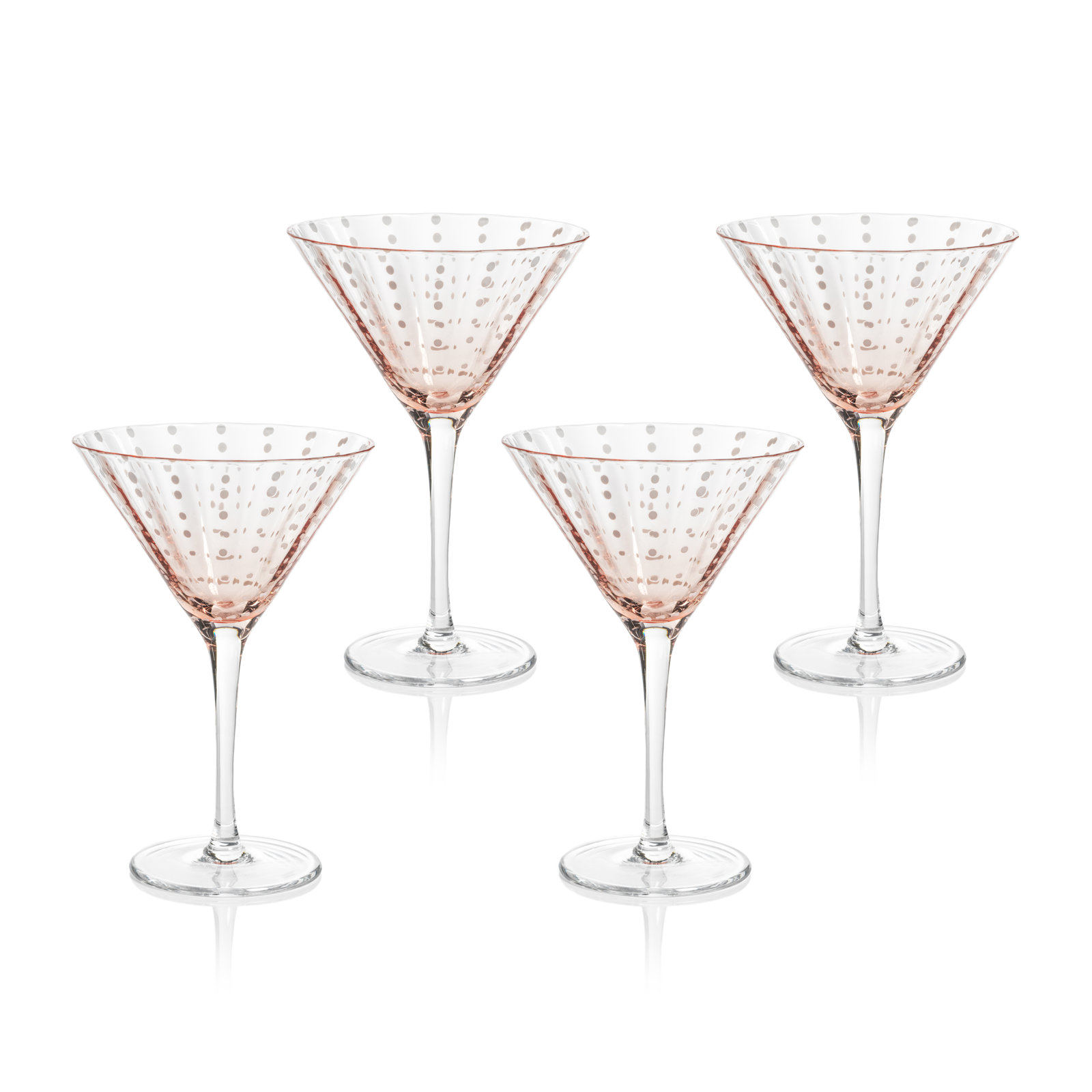 Dot Martini Glasses, Set of 4, Pink
