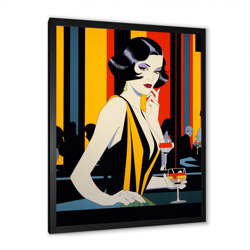 Pop Art Night Life Diva, Cadre simple noir, H 44 po x l 34 po x P 1,5 po