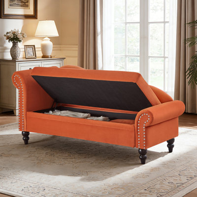 Méridienne de rangement d'intérieur en velours 64,5 po