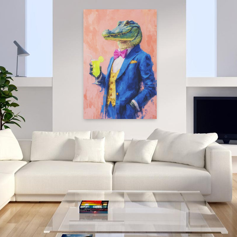 Art contemporain Art crocodile contemporain surréel, H 48 po x l 32 po