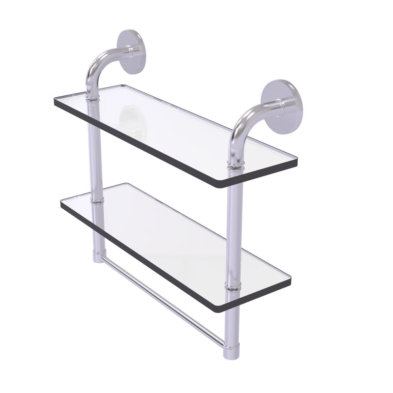 Tioga 2 Piece with Towel Bar, Satin Chrome, 14"H x 16"W x 5"D